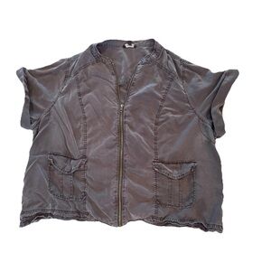 Torrid Tencel Dark Gray Size 3 Full Zip Up Short Sleeve Utility Shirt Jacket